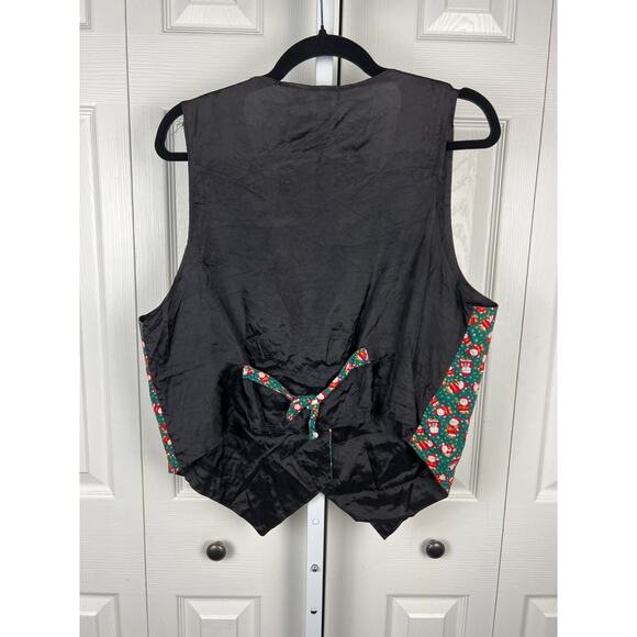 All Over Print AOP Green Santa Claus Patterned Christmas Holidays Vest M/L - Picture 4 of 7